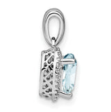 Sterling Silver Heart Pendant with Aquamarine and Diamond Accents for Women
