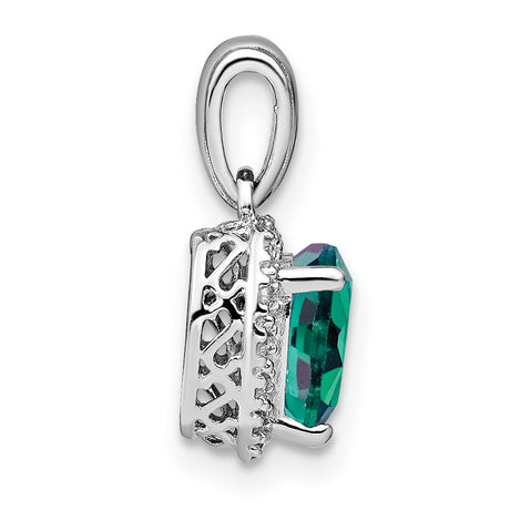 Sterling Silver Heart Pendant with Lab Created Alexandrite and Diamond Accents