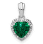 Sterling Silver Heart Pendant with Lab Created Emerald and Diamond Accents for Women
