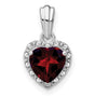 Sterling Silver Heart Pendant with Garnet and Diamond Accents, Romantic Jewelry for Women