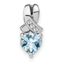 Aquamarine and Diamond Charm Pendant in Real 925 Sterling Silver