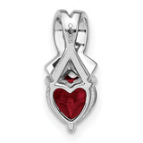 Sterling Silver Heart Pendant with Lab Created Ruby and Cubic Zirconia Accents, Romantic Ribbon Design