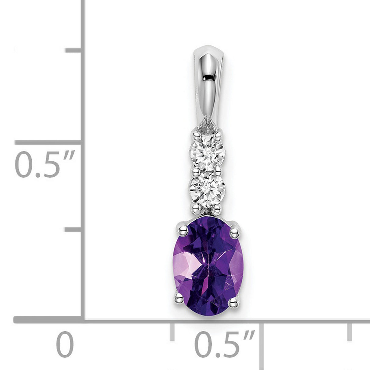 14k White Gold Pendant with Oval Amethyst and Diamond, February Birthstone Jewelry