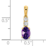 14k Yellow Gold Pendant with Oval Amethyst and Round Diamond Accents, February Birthstone Jewelry
