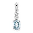 14k White Gold Pendant with Oval Aquamarine and Diamond Accents for Women