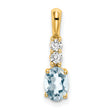 14k Yellow Gold Pendant with Oval Aquamarine and Diamond Accents, March Birthstone Jewelry