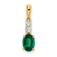 14k Yellow Gold Pendant with Oval Lab Created Emerald and Diamond Accents, May Birthstone Style