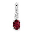 14k White Gold Pendant with Lab Created Ruby and Diamond Accents, Oval Drop Design for Women