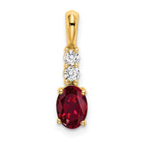 14k Yellow Gold Pendant with Lab Created Ruby and Diamond, Romantic July Birthstone Jewelry