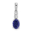 14k White Gold Pendant with Lab Created Blue Sapphire and Diamond Accents