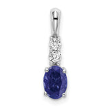 14k White Gold Pendant with Lab Created Blue Sapphire and Diamond Accents