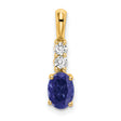 14k Yellow Gold Pendant with Oval Lab Created Sapphire and Diamond Accents