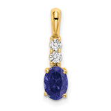 14k Yellow Gold Pendant with Oval Lab Created Sapphire and Diamond Accents