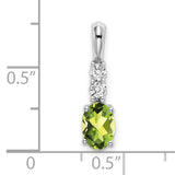 14k White Gold Peridot Pendant with Diamond Accent, August Birthstone Jewelry for Women