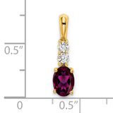 14k Yellow Gold Pendant with Rhodolite Garnet and Diamond Accents, Classic Charm for Women