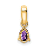 10k Yellow Gold Pendant with Pear-Shaped Amethyst and Diamond Accents, Classic Drop Design