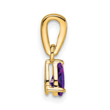 14k Yellow Gold Amethyst Pendant with Diamond Accents, Pear Shape Charm for Women