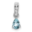 14k White Gold Pendant with Pear Shaped Aquamarine and Vertical Diamond Accents
