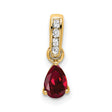 14k Yellow Gold Pendant with Pear-Shaped Lab Created Ruby and Diamond Accents