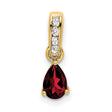 14k Yellow Gold Pendant with Garnet and Diamond Accents, Pear Shaped February Birthstone Jewelry