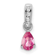 10k White Gold Pendant with Pink Tourmaline Drop and Diamond Accents, Feminine Modern Design
