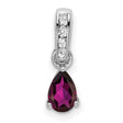 10k White Gold Pendant with Pear Shaped Garnet and Diamond Accents, Christian Inspired Style