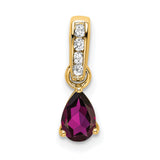 10k Yellow Gold Pendant with Pear Shaped Garnet and Diamond Accents, Romantic January Birthstone Jewelry