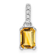 Citrine and Diamond Charm Pendant in Real 14k White Gold