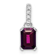 10k White Gold Pendant with Rhodolite Garnet and Diamond Accent Bail