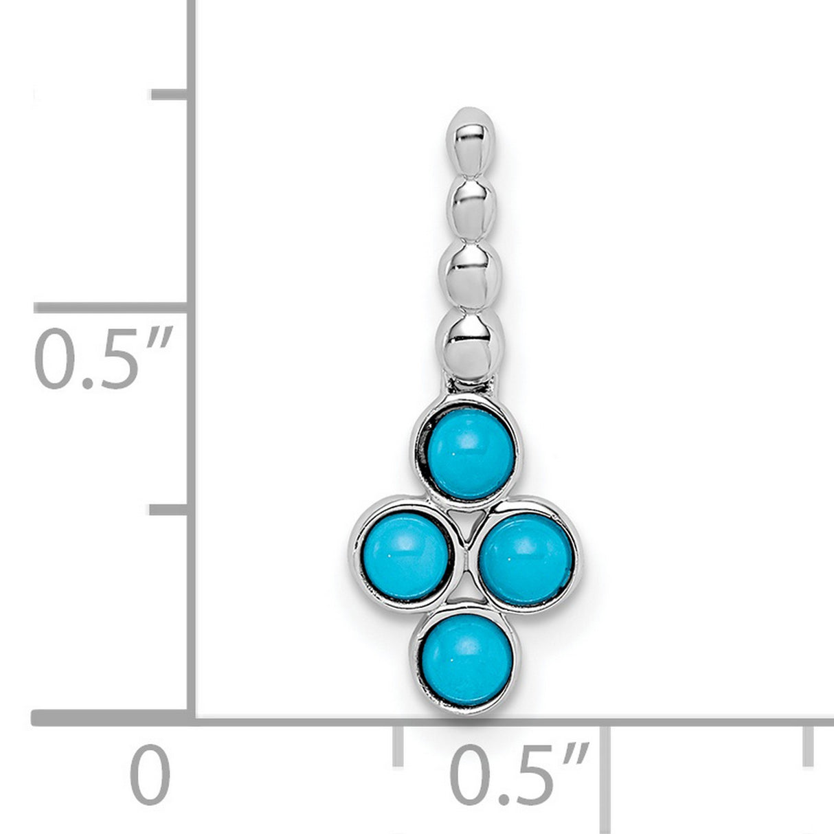 14k White Gold Cross Pendant with Turquoise Stones, Minimalist Christian Jewelry for Women