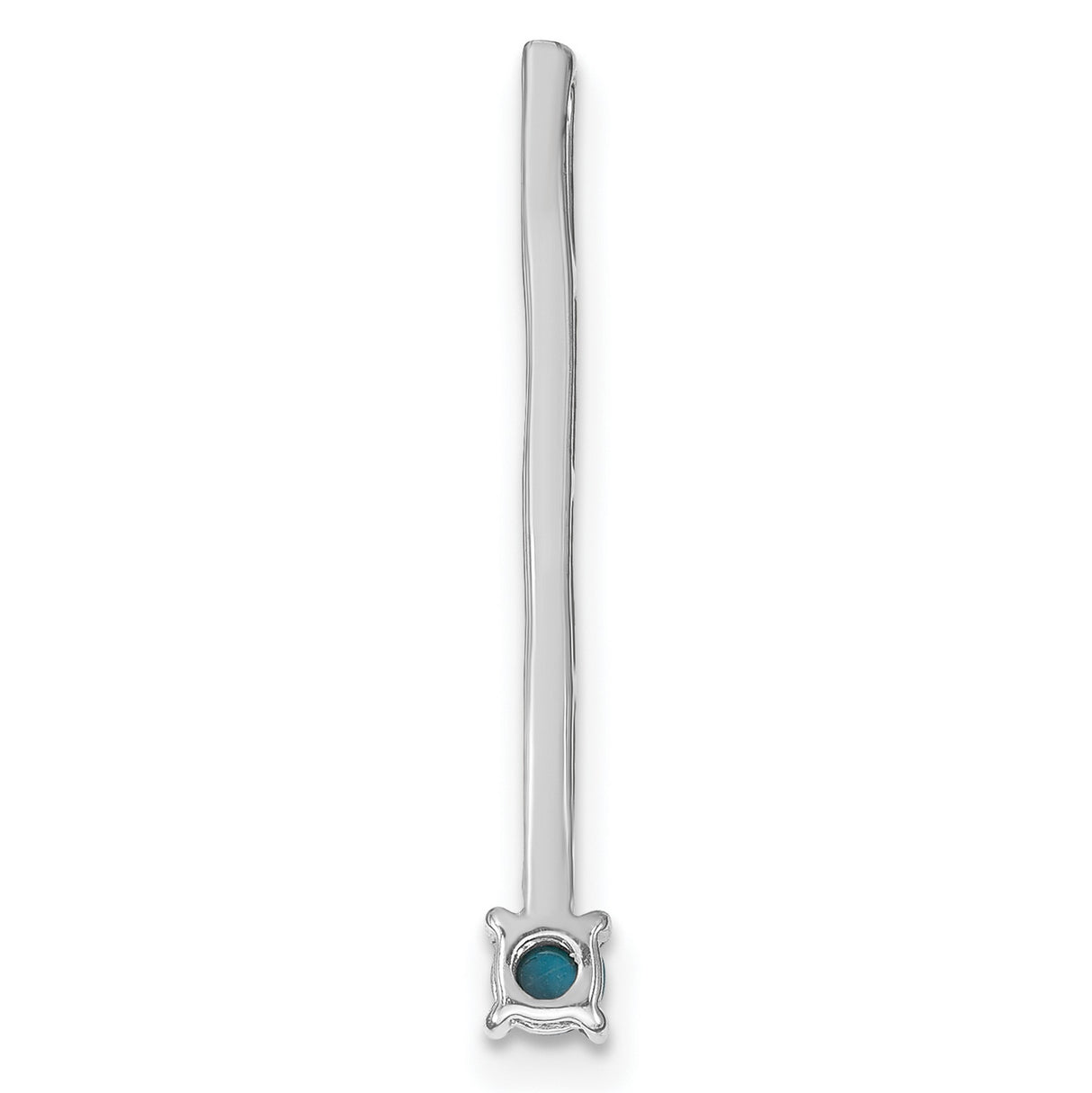 14k White Gold Bar Pendant with Turquoise and White Topaz, Minimalist Drop Design for Women