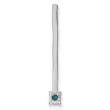 14k White Gold Bar Pendant with Turquoise and White Topaz, Minimalist Drop Design for Women