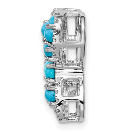 14k White Gold Butterfly Pendant with Turquoise and Diamond Accents, Nature Inspired Jewelry