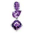 14k White Gold Pendant with Oval, Pear, and Cushion Amethyst Stones, Drop Style Design