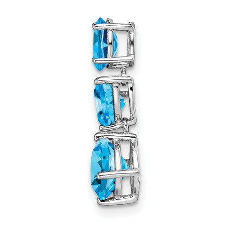 14k White Gold Drop Pendant with Swiss Blue Topaz in Oval, Pear, and Cushion Cuts