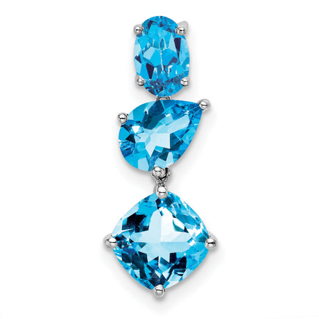 14k White Gold Drop Pendant with Swiss Blue Topaz in Oval, Pear, and Cushion Cuts