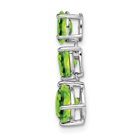 14k White Gold Pendant with Oval, Pear, and Cushion Peridot, Triple Gemstone Dangle Design