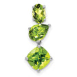 14k White Gold Pendant with Oval, Pear, and Cushion Peridot, Triple Gemstone Dangle Design
