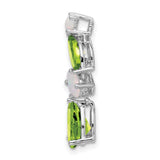 14k White Gold Dangle Pendant with Peridot and Opal, Pear Oval Marquise Round Shapes