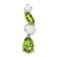 14k White Gold Dangle Pendant with Peridot and Opal, Pear Oval Marquise Round Shapes