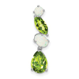 14k White Gold Dangle Pendant with Peridot and Opal, Pear Oval Marquise Round Shapes