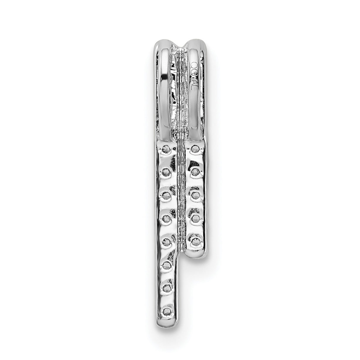 Polished Diamond Bars Chain Slide Charm Pendant in Real 14k White Gold