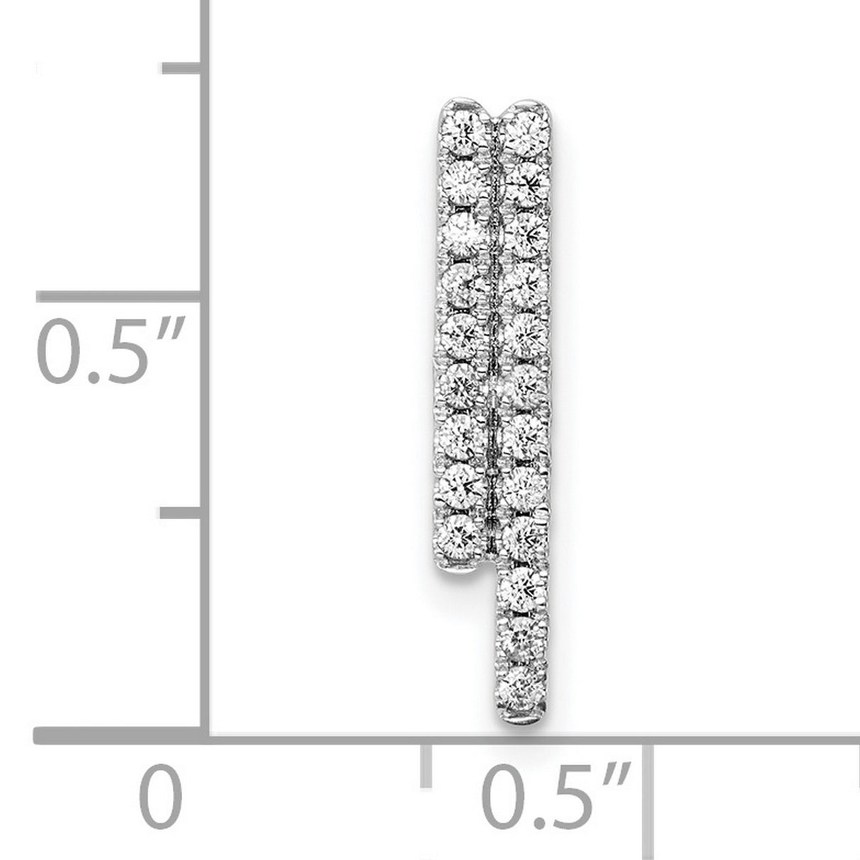 Polished Diamond Bars Chain Slide Charm Pendant in Real 14k White Gold