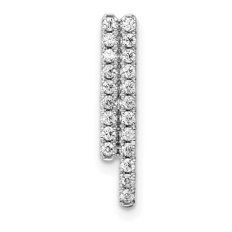 Polished Diamond Bars Chain Slide Charm Pendant in Real 14k White Gold