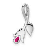 14k White Gold Floral Pendant with Marquise Ruby and Diamond Accents