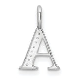 14k White Gold Letter A Pendant with Diamond Accents, Dainty Initial Charm for Women