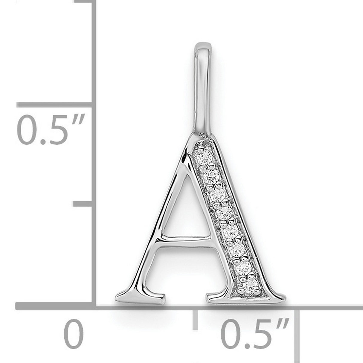 14k White Gold Letter A Pendant with Diamond Accents, Dainty Initial Charm for Women