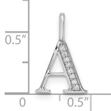 14k White Gold Letter A Pendant with Diamond Accents, Dainty Initial Charm for Women