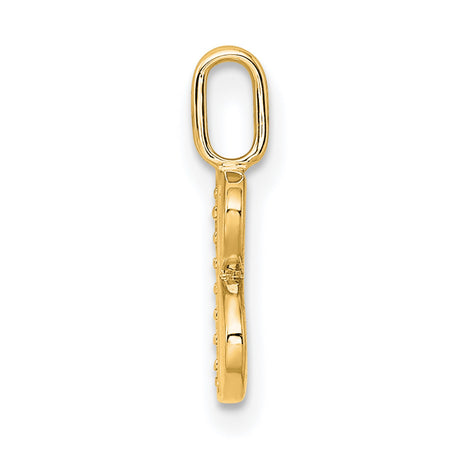 10k Yellow Gold Initial Pendant with Diamond Accents, Letter B, Polished Finish, Monogram Jewelry