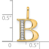 14k Yellow Gold Letter B Pendant with White Diamond Accent Charm for Men or Women